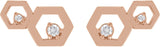 14K Gold Round Natural Diamond Honeycomb Earrings - Rose Gold - view 2