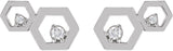 Platinum Round Natural Diamond Honeycomb Earrings - view 2