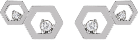Platinum Round Natural Diamond Honeycomb Earrings - view 2