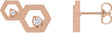 14K Gold Round Natural Diamond Honeycomb Earrings - Rose Gold