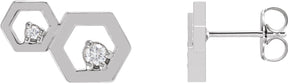 Platinum Round Natural Diamond Honeycomb Earrings