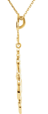 14K Gold Round Natural Diamond Fleur-de-lis Sculptural Necklace or Pendant - view 2