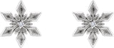 Platinum Round Natural Diamond Snowflake Earrings - view 2
