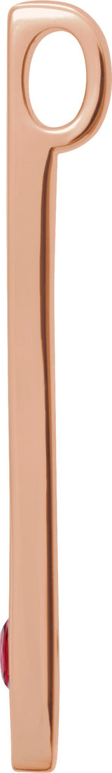 14K Gold Round Lab-Grown Ruby Family Engravable Bar Pendant - Rose Gold - view 2