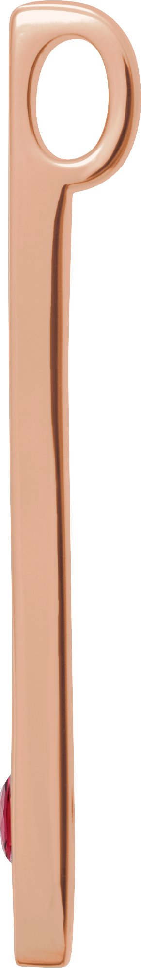 14K Gold Round Lab-Grown Ruby Family Engravable Bar Pendant - Rose Gold - view 2