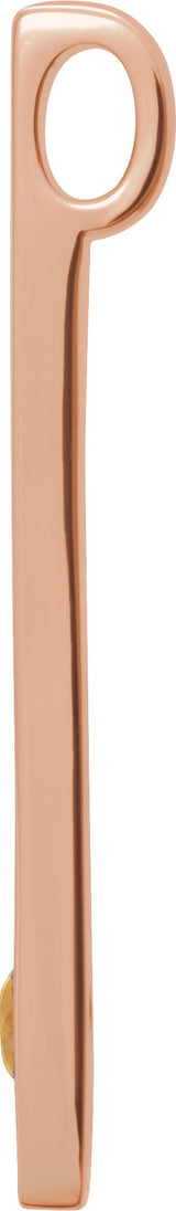14K Gold Round Natural Citrine Family Engravable Bar Pendant - Rose Gold - view 2