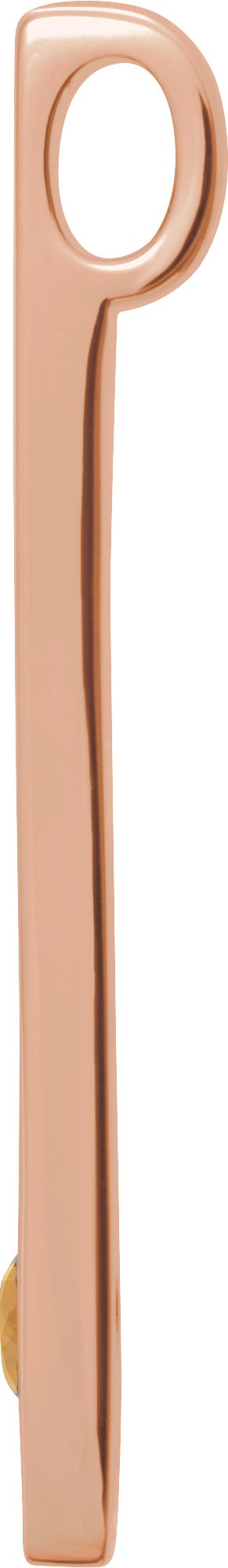 14K Gold Round Natural Citrine Family Engravable Bar Pendant - Rose Gold - view 2
