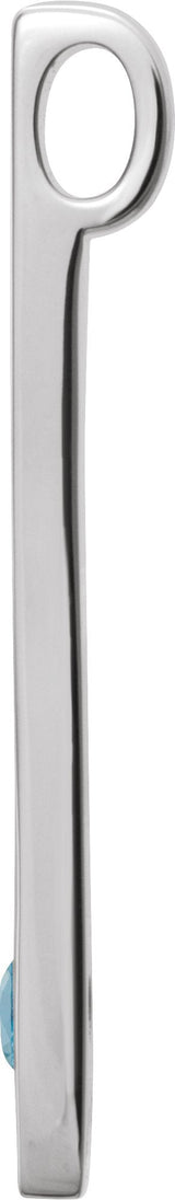 Platinum Round Natural Aquamarine Family Engravable Bar Pendant - view 2