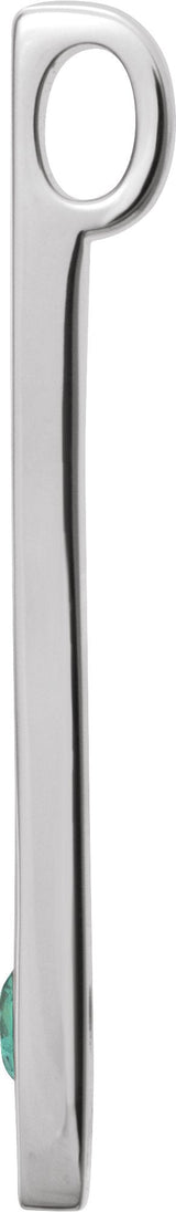 Platinum Round Lab-Grown Alexandrite Family Engravable Bar Pendant - view 2