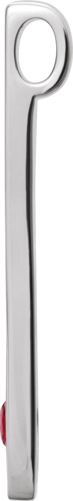 Platinum Round Natural Ruby Family Engravable Bar Pendant - view 2