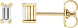 14K Gold Lab-Grown Diamond Straight Baguette 4-Prong Stud Earrings - Yellow Gold