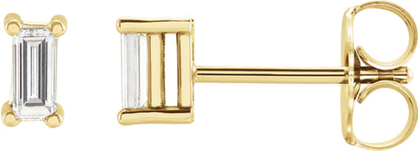 14K Gold Lab-Grown Diamond Straight Baguette 4-Prong Stud Earrings - Yellow Gold