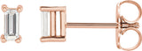 14K Gold Lab-Grown Diamond Straight Baguette 4-Prong Stud Earrings - Rose Gold