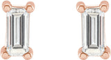 14K Gold Lab-Grown Diamond Straight Baguette 4-Prong Stud Earrings - Rose Gold - view 2