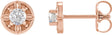 14K Gold Round Natural Diamond Floral-Inspired Earrings - Rose Gold