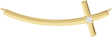 14K Gold Round Natural Diamond Sideways Cross Necklace – 0.06 CTW - Yellow Gold