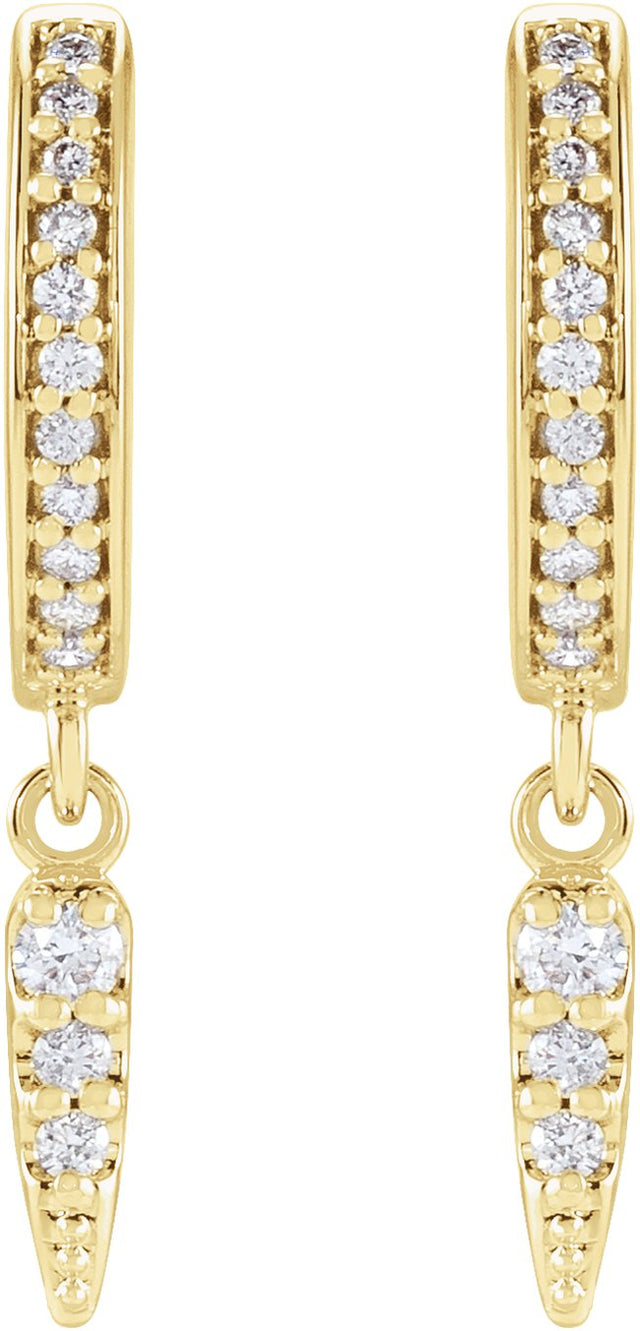 14K Gold Round Natural Diamond Hinged Hoop Spike Earrings - Yellow Gold - view 2
