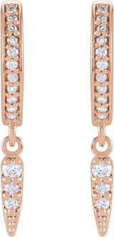 14K Gold Round Natural Diamond Hinged Hoop Spike Earrings - Rose Gold - view 2