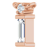 14K Gold Straight Baguette Natural Diamond Baguette Bar Necklace – up to 0.05 CTW - Rose Gold - view 5