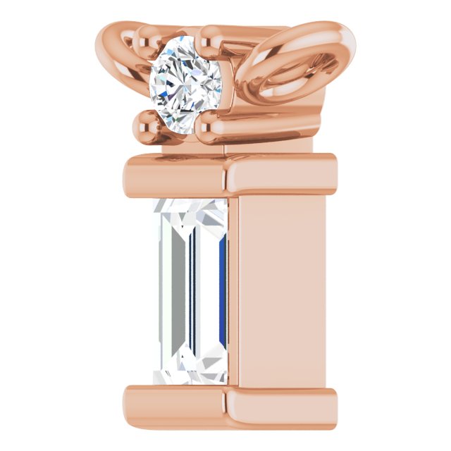 14K Gold Straight Baguette Natural Diamond Baguette Bar Necklace – up to 0.05 CTW - Rose Gold - view 5