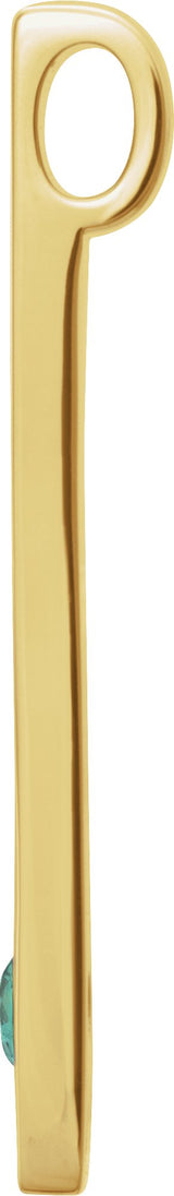 14K Gold Round Lab-Grown Alexandrite Family Engravable Bar Pendant - Yellow Gold - view 2