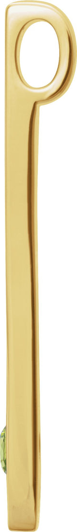 14K Gold Round Natural Peridot Family Engravable Bar Pendant - Yellow Gold - view 2