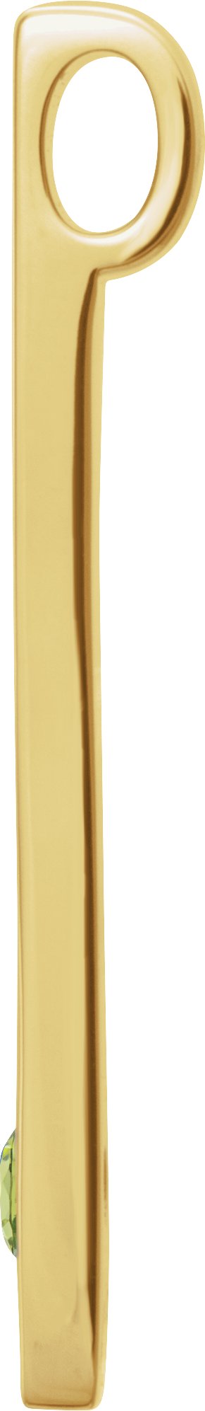 14K Gold Round Natural Peridot Family Engravable Bar Pendant - Yellow Gold - view 2