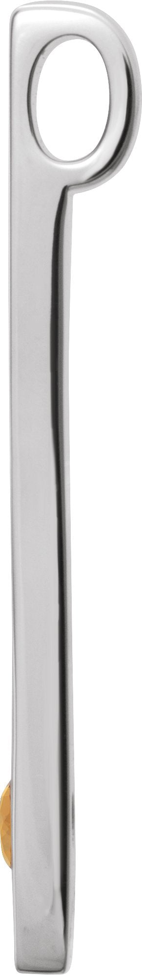 Platinum Round Natural Citrine Family Engravable Bar Pendant - view 2