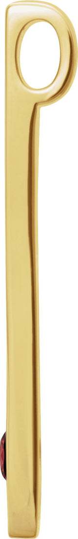 14K Gold Round Natural Mozambique Garnet Family Engravable Bar Pendant - Yellow Gold - view 2