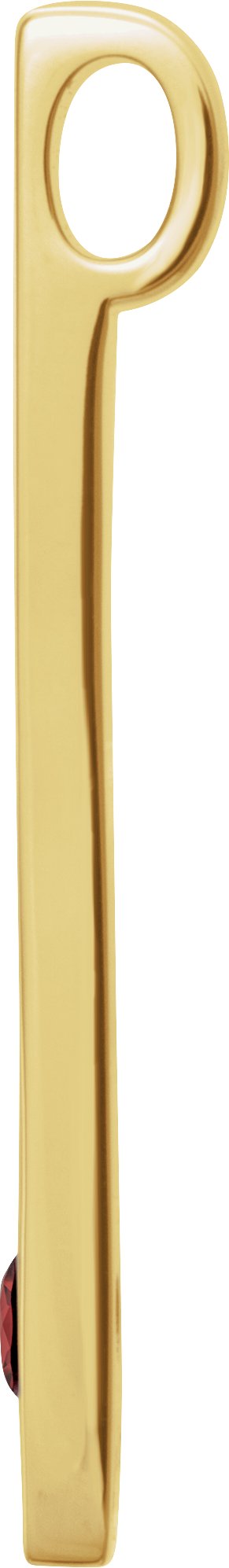 14K Gold Round Natural Mozambique Garnet Family Engravable Bar Pendant - Yellow Gold - view 2