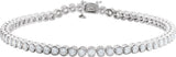 14K Gold Round Natural Diamond Accented Line Bracelet – 2.4-3.2mm Stones - White Gold