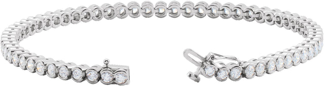 14K Gold Round Natural Diamond Accented Line Bracelet – 2.4-3.2mm Stones - White Gold - view 2