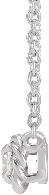 Platinum Round Natural White Sapphire Claw-Prong Rope Necklace - view 2