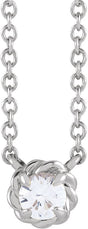 Platinum Round Natural White Sapphire Claw-Prong Rope Necklace