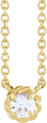 14K Gold Round Natural White Sapphire Claw-Prong Rope Necklace - Yellow Gold