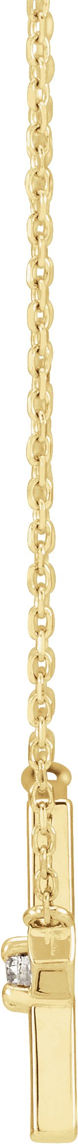14K Gold Round Natural Diamond Sideways Cross Necklace – 0.06 CTW - Yellow Gold - view 2