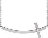 Platinum Round Natural Diamond Sideways Cross Necklace – 0.06 CTW