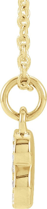 14K Gold Round Natural Diamond Petite Pavé® Accented Numeral Necklace - Yellow Gold - view 2