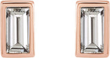 14K Gold Natural Diamond Straight Baguette Bezel-Set Stud Earrings - Rose Gold - view 2