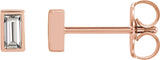 14K Gold Natural Diamond Straight Baguette Bezel-Set Stud Earrings - Rose Gold