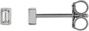 Platinum Natural Diamond Straight Baguette Bezel-Set Stud Earrings