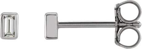 Platinum Natural Diamond Straight Baguette Bezel-Set Stud Earrings
