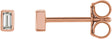 14K Gold Natural Diamond Straight Baguette Bezel-Set Stud Earrings - Rose Gold