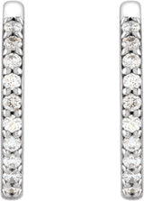 Platinum Round Natural Diamond Accented Huggie Earrings – 1.3-2mm Stones - view 4