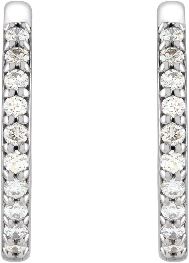 Platinum Round Natural Diamond Accented Huggie Earrings – 1.3-2mm Stones - view 4