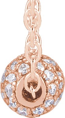 14K Gold Pavé-Style Ball Necklace or Pendant - Rose Gold - view 2