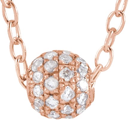 14K Gold Pavé-Style Ball Necklace or Pendant - Rose Gold