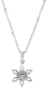 Platinum Round Natural Diamond Snowflake Necklace or Pendant