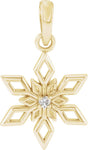 14K Gold Round Natural Diamond Snowflake Necklace or Pendant - Yellow Gold