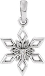 Platinum Round Natural Diamond Snowflake Necklace or Pendant